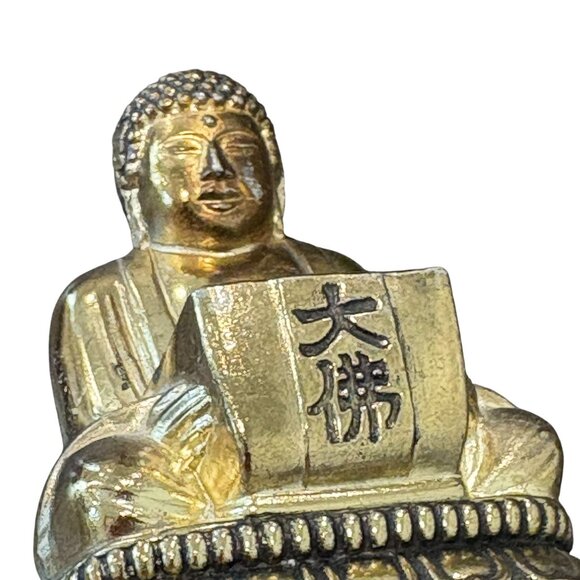 Vintage Brass Buddha Incense Holder With Intricate Detailing & Engraved Symbol - Picture 6 of 7